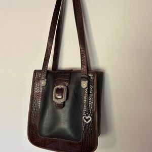Vintage Brighton black/tan shoulder bag/purse. Lovely gold and silver accents.
